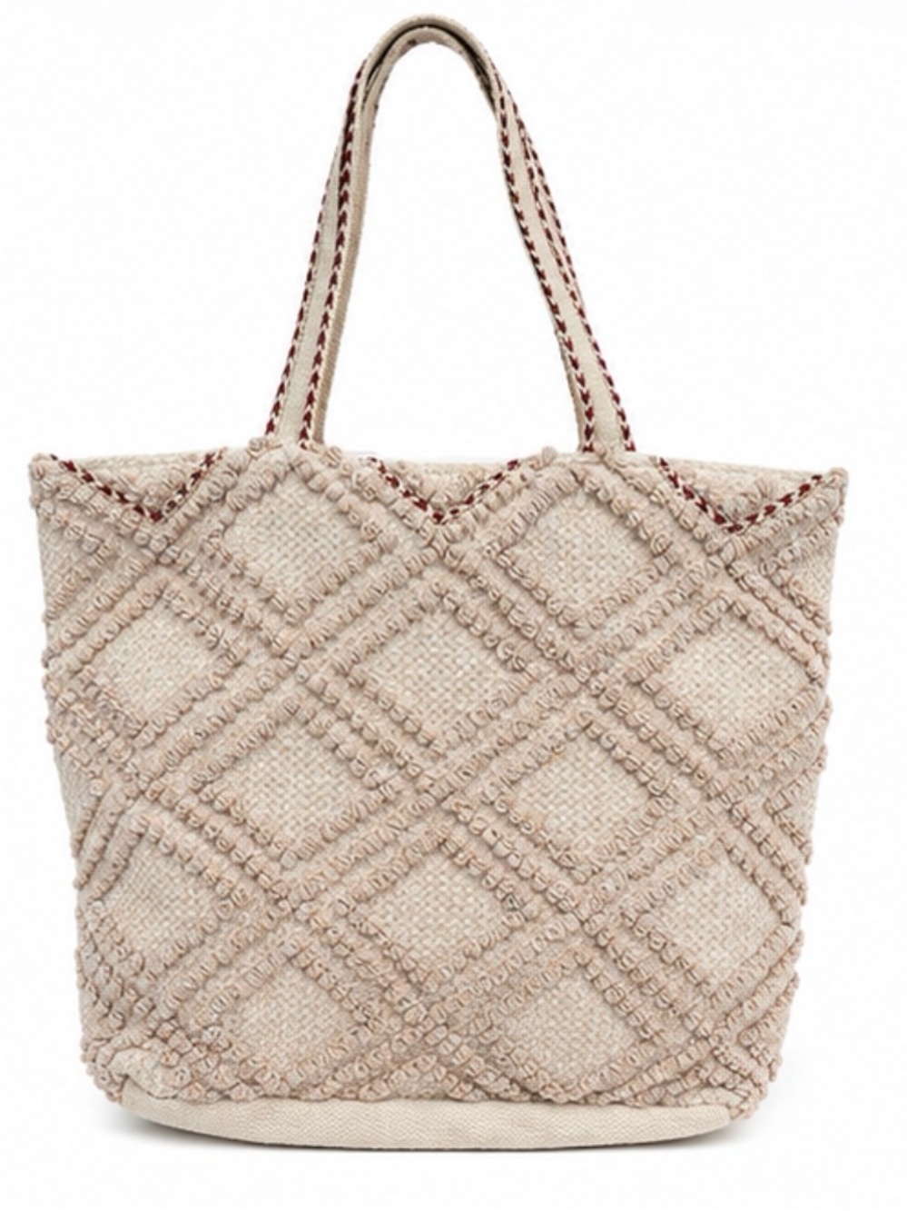 T2D Tees2urdoor Textured Cotton Blend Tote Bag Beige Boho Oversized